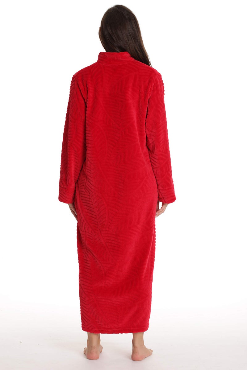 Just Love Plush Zipper Lounger Robe 6729-RED-L - Image 2